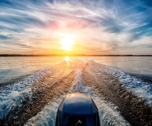 Picture of sunset from a boat on the lake